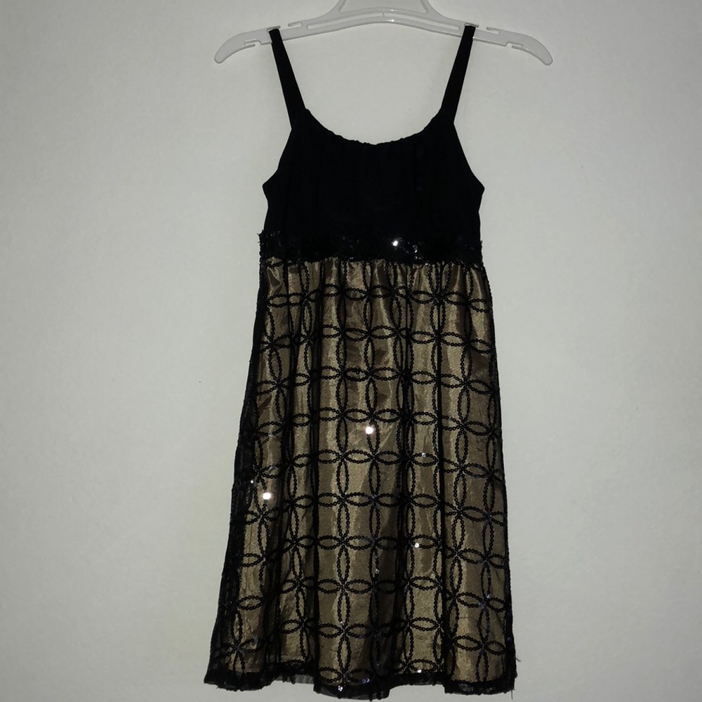Gold and black sequins dress